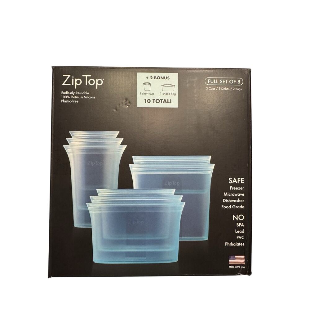 Zip Top Silicone Reusable Food Storage Set (10-Pack)